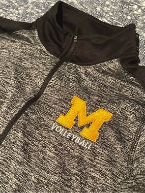 Holloway Gray and Black University of Michigan Volleyball Quarter Zip Pullover